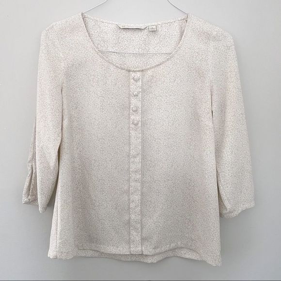 Lauren Conrad cream floral print top - Picture 1 of 7